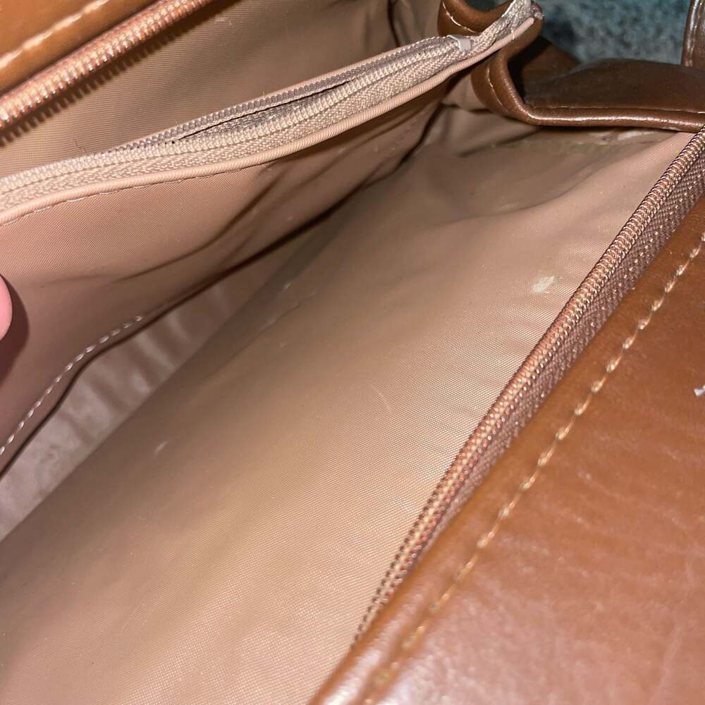 Vintage Brown Faux Leather Multi-Compartment Organizer Crossbody Bag - Picture 6 of 7